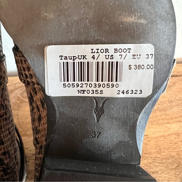 NEW Allsaints Snakeskin Print Leather Booties Pointed Toe Boho - Picture 10 of 10